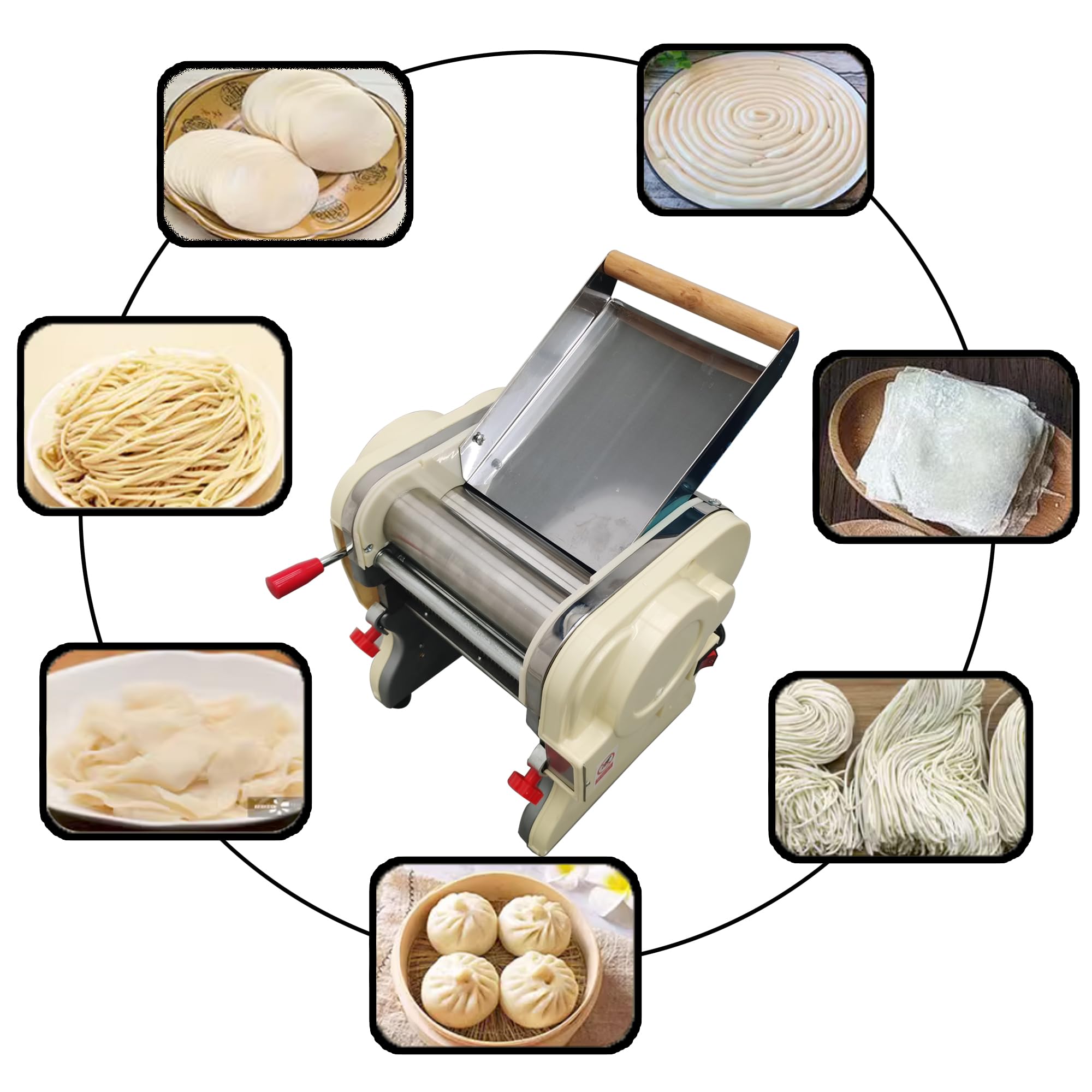 Stainless Steel Electric Pasta Maker Machine - 3mm & 9mm Noodle Press with Automatic Dough Knife (110V) | Perfect for Homemade Italian Pasta, Asian Noodles & Fresh Dough Recipes