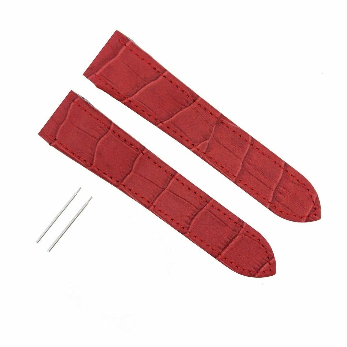 20mm Genuine Leather Watch Band Strap Compatible with Cartier Santos 2878 - Red Grain Pattern with Included Screws | Replacement Strap for Luxury Watches, Perfect for Dressy Occasions & Business Events
