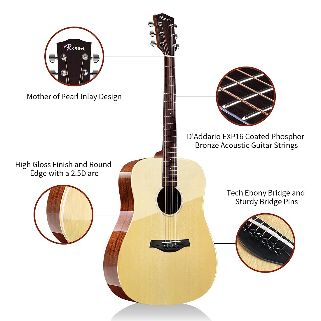 Premium Rosen G31 Dreadnought Acoustic Guitar - 41