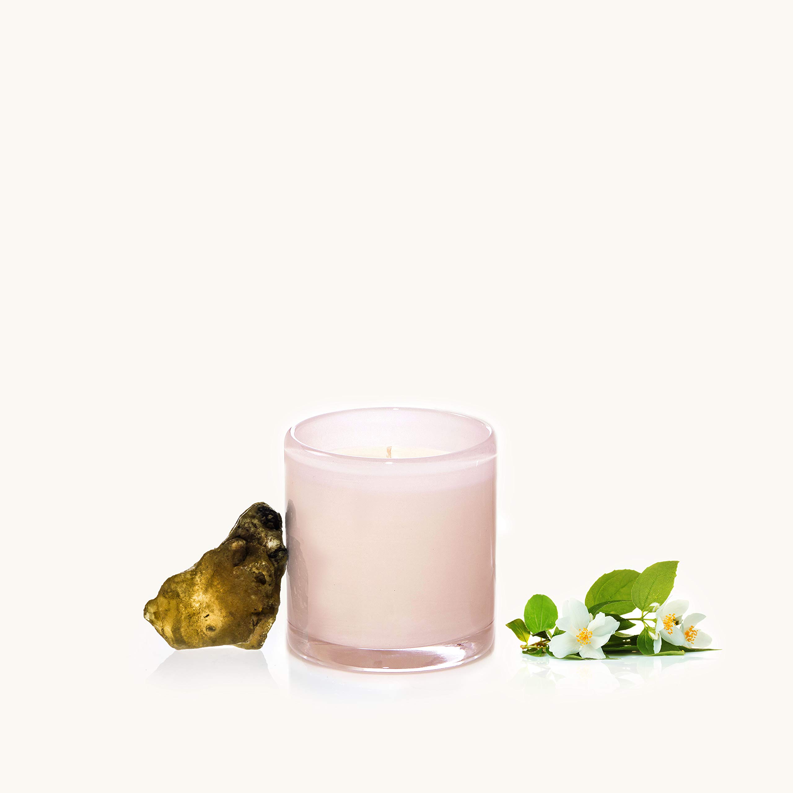Alixx Jasmine de la Nuit Scented Candle in Rose Glass - 15oz Medium Size for Home Decor, Romantic Gifts & Relaxation