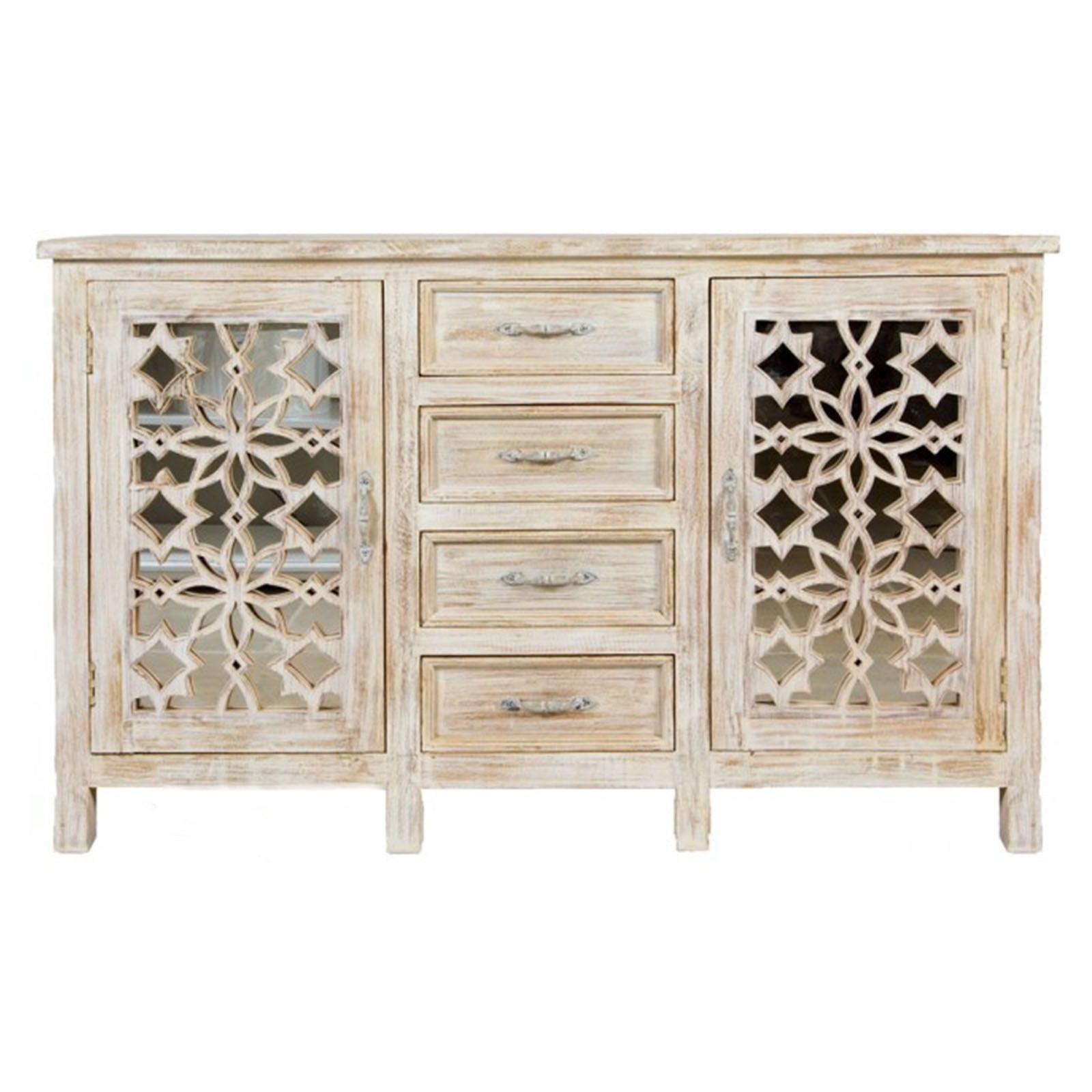 French Arched Mirror Door Sideboard - Elegant Entryway & Dining Room Buffet Cabinet for Home Decor