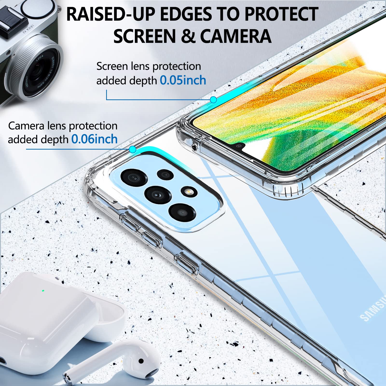 Premium 360° Full Body Shockproof Case for Samsung Galaxy A33 5G - Built-in Screen Protector, TPU Silicone Bumper & Anti-Scratch Cover (Clear) | Perfect for Daily Protection, Outdoor Activities & Work Commutes