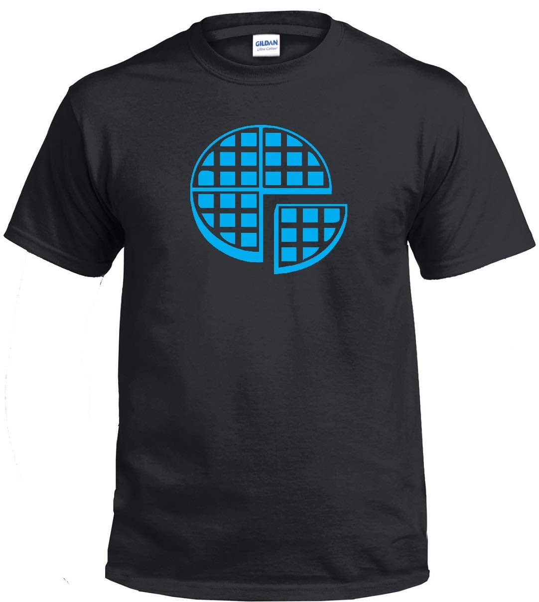 STUFF WITH ATTITUDE Blue Waffle Print Black Cotton T-Shirt for Men - Casual Streetwear, Graphic Tee for Everyday Wear