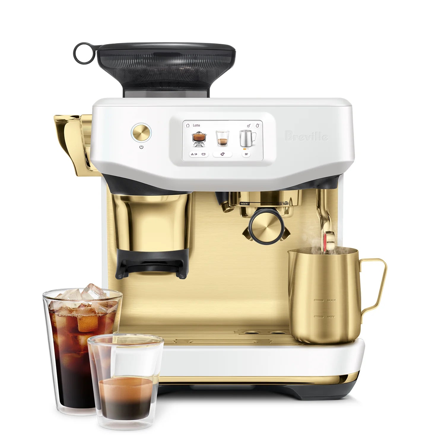 Breville Barista Touch Impress Automatic Espresso Machine with Built-in Grinder - Sea Salt Brass (BES881SSB) | Perfect for Home Baristas & Coffee Lovers