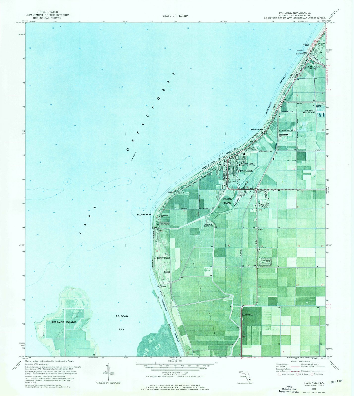 1970 Pahokee Florida USGS Historical Topographic Map - 37x44 Inch Vintage Wall Art Decor - Perfect for Home, Office & Classroom Geography Display