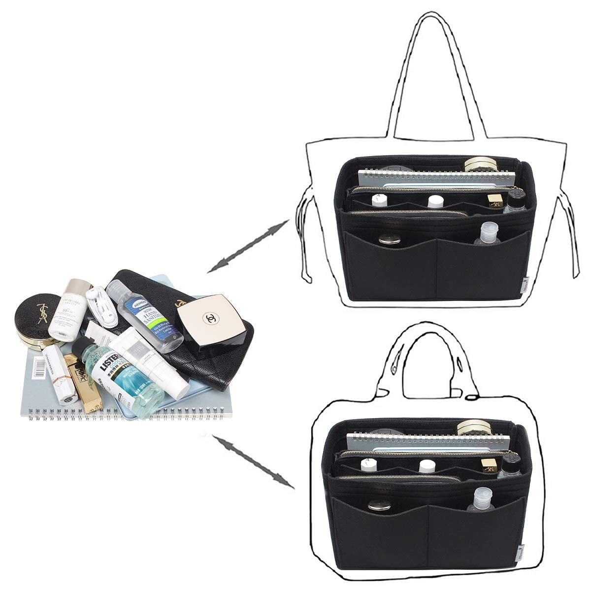 Purse Organizer Insert for Handbags - Multi-Size Bag Organizer (5 Sizes) Perfect for Speedy Neverfull & Large Totes | Keep Your Essentials Neat & Accessible