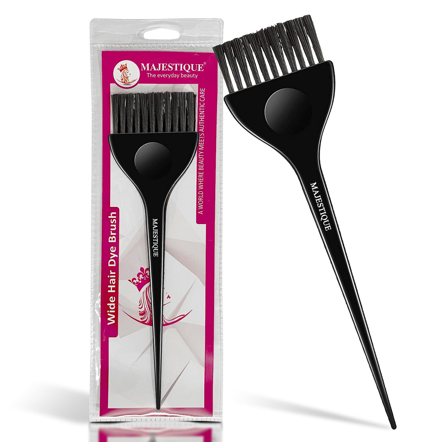 Majestique Wide Dye Hair Coloring Brush - Professional Long Tail Hair Dye Applicator Brush for Women & Men (Color May Vary) - Perfect for Salon, Home Hair Coloring & DIY Hair Treatments