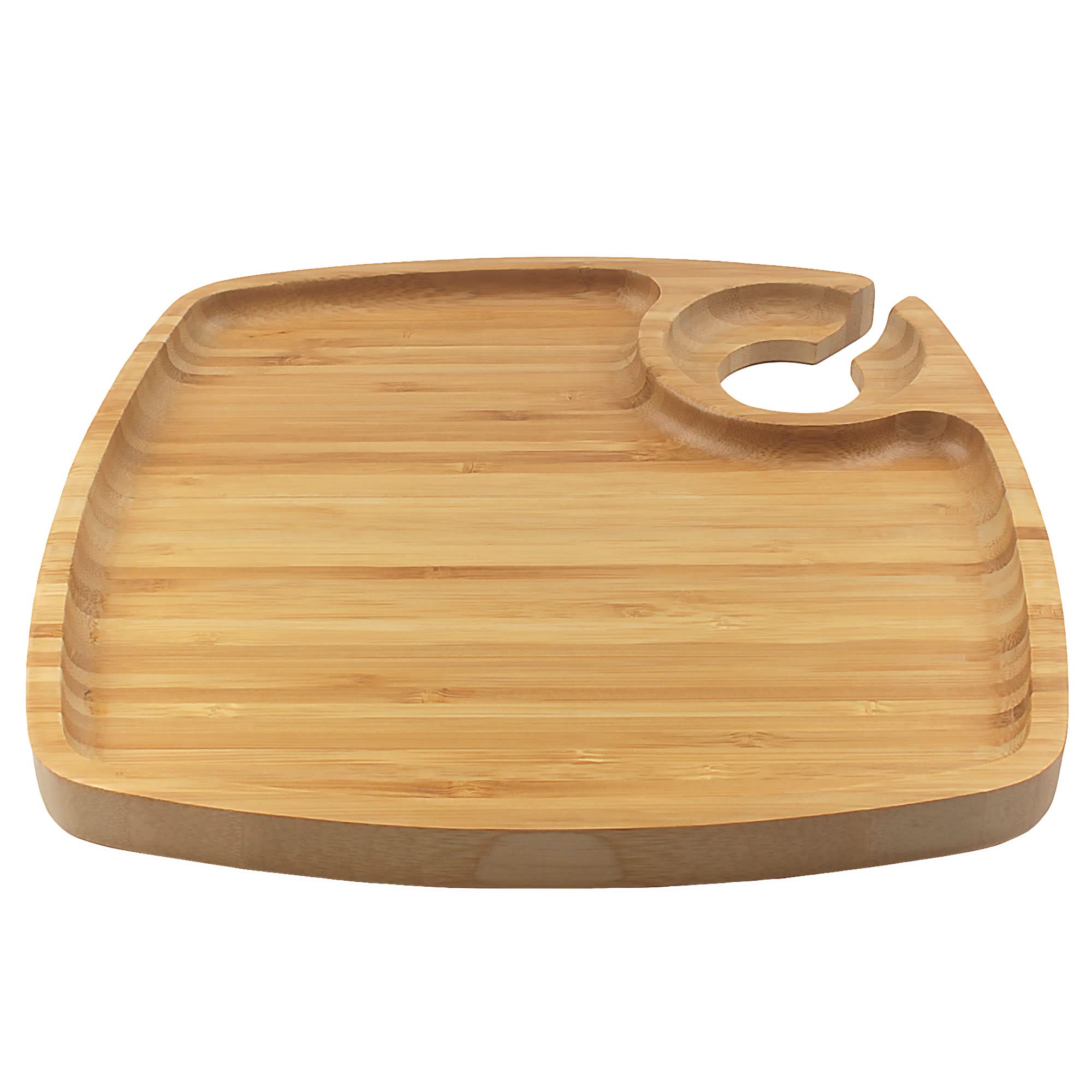 BambooMN 10x10 Inch Square Reusable Bamboo Plates & Wine Glass Holders - Eco-Friendly Dinnerware Set for Catering, Parties, Weddings & Home Use (30-Piece) - Perfect for Outdoor Picnics, BBQs & Sustainable Dining