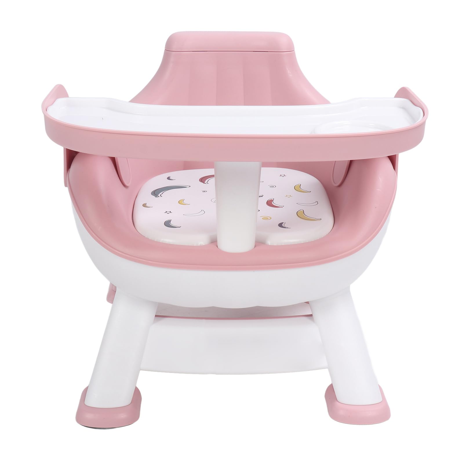 **Baby High Chair for Floor Feeding - Soft Squeaky Cushion & Heavy-Duty Frame with Double-Layer Tray - Adjustable & Portable for Home Use (Yellow) - Perfect for Infants Learning to Eat Independently**