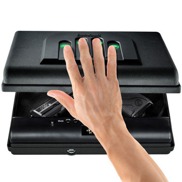 GunVault MV550-19 MicroVault Quick Access Biometric Handgun Safe for Pistols - Compact & Secure Gun Safe for Home, Car, Nightstand & Travel Use