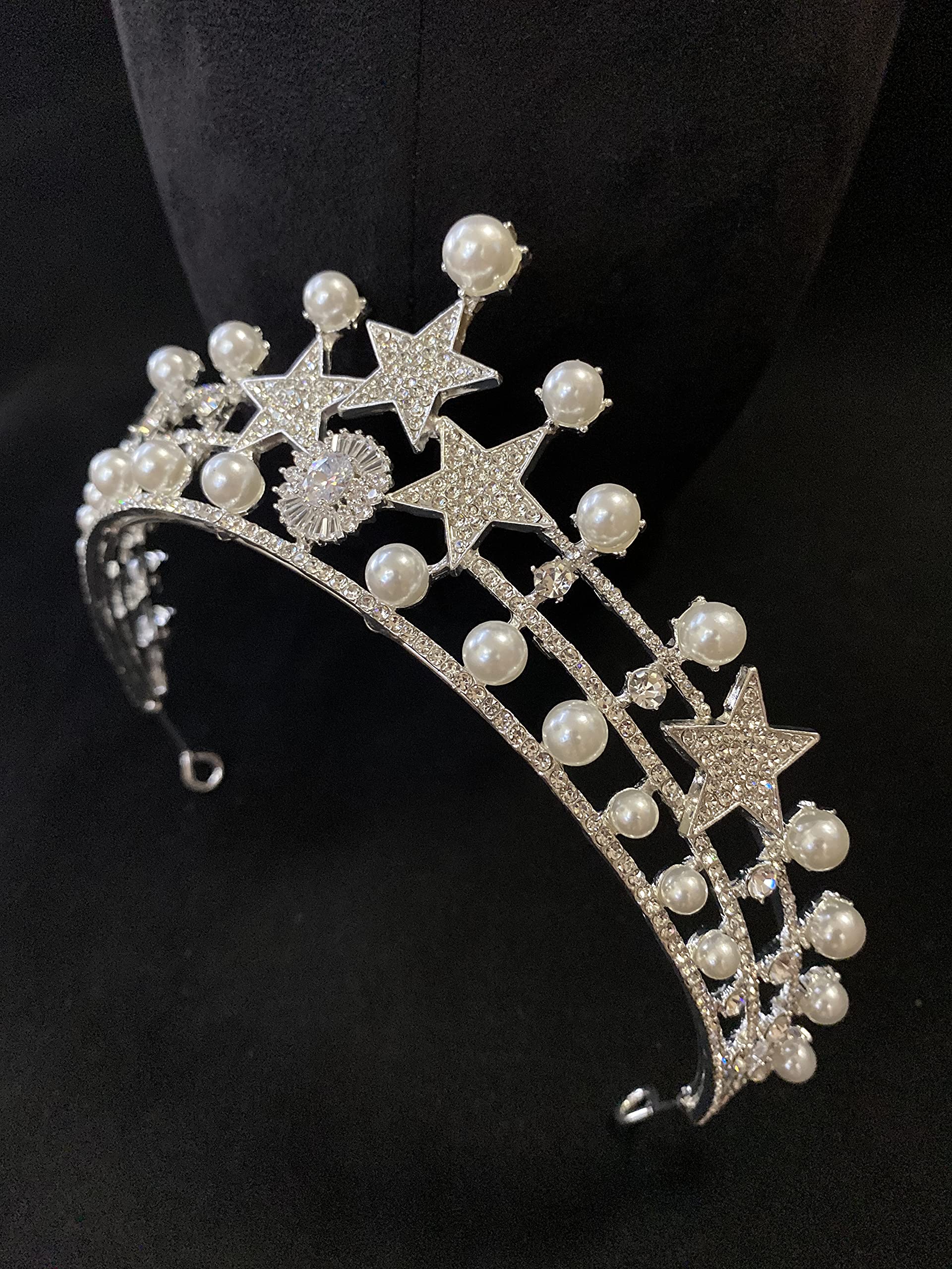Sparkling Rhinestone Wedding Tiara for Women - Elegant Bridal Hair Crown with Stars for Bride, Party & Special Occasions | Perfect for Weddings, Prom, Quinceañera & Formal Events