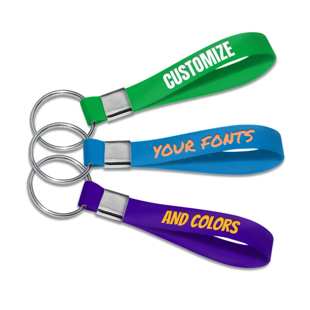 Custom Silicone Loop Keychains - Personalized Bulk Keychains for Events, Fundraisers & Promotions | Durable & Waterproof | Perfect for Trade Shows, Corporate Gifts & Brand Awareness