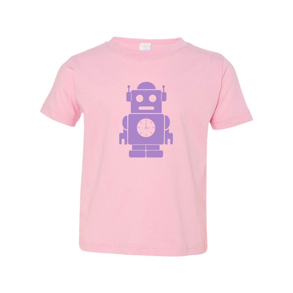 Funny Purple Robot Design Soft Cotton T-Shirt for Kids & Toddlers - Perfect for Playdates, School & Family Outings