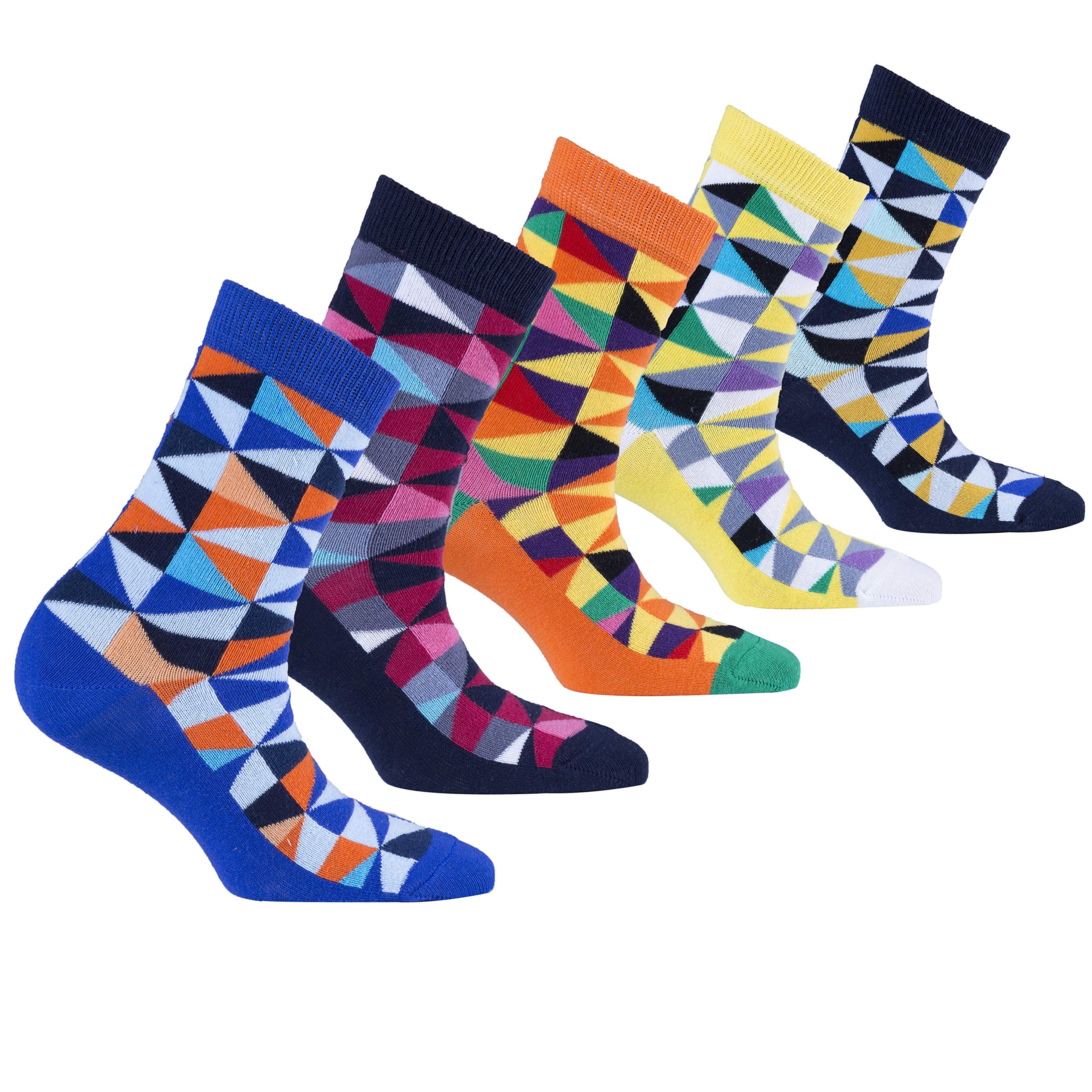 Kids 5-Pair Fun Cool Cotton Colorful Dress Crew Socks Gift Box - Soft Comfortable School & Party Socks for Boys & Girls