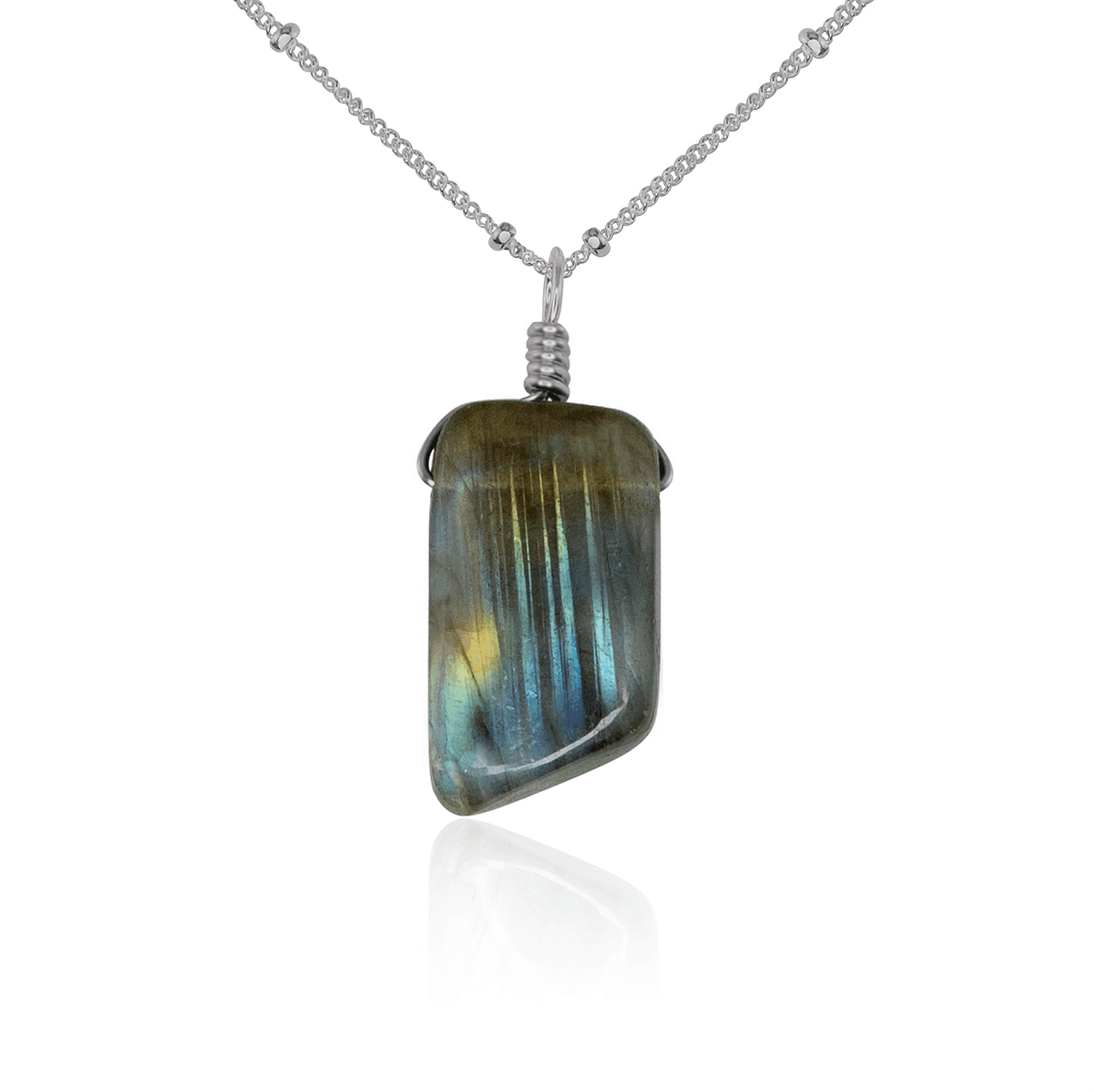 Labradorite Crystal Pendant Necklace - Smooth Polished Stone Jewelry for Women | Healing Crystal Necklace for Meditation, Yoga & Spiritual Gifts