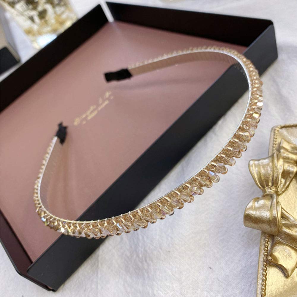 Rhinestone Crystal Headband for Girls - Korean Fairy Hair Hoops Hair Accessories, Champagne Color for Parties, Weddings & Special Occasions