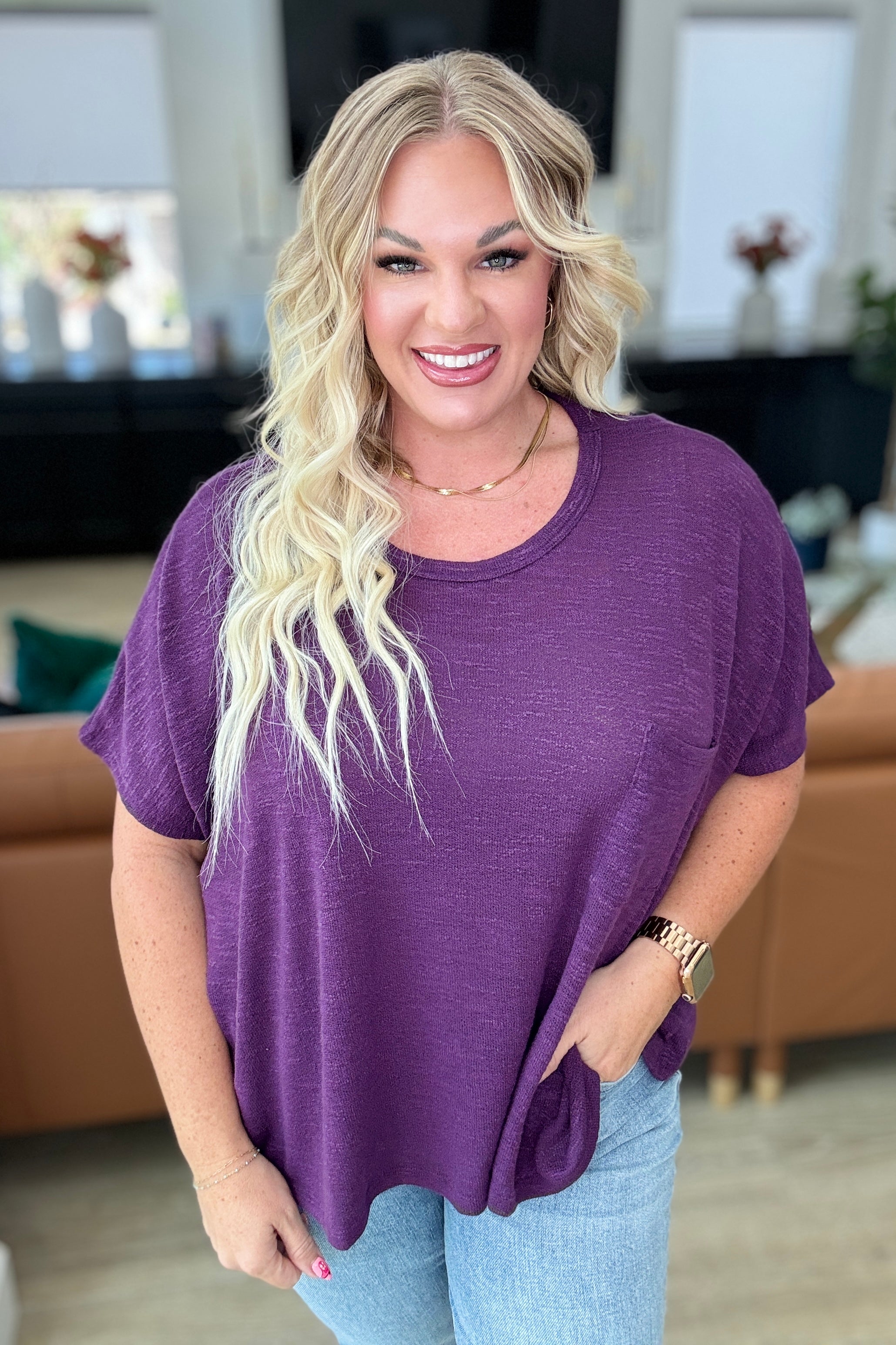 Let Light be Light Drop Shoulder Oversized Tee in Dark Plum | Women's Casual Loose Fit T-Shirt | Perfect for Streetwear, Layering & Everyday Comfort