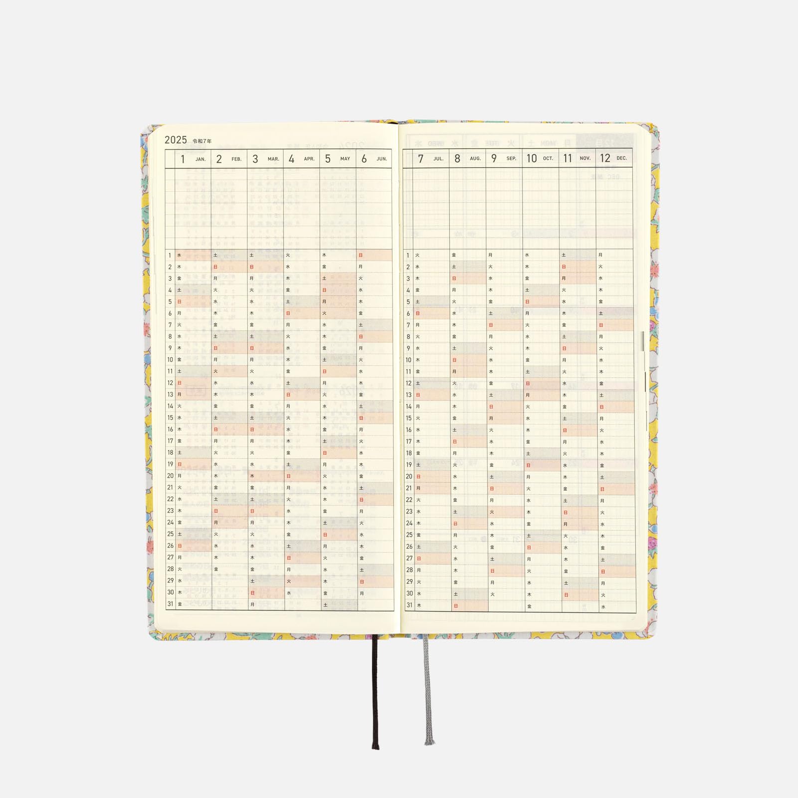 Hobonichi Techo 2025 Weekly Planner - English Version, Tall & Slim Size, January Start Date, Liberty Fabrics Paysanne Blossom Design | Perfect for Daily Scheduling, Journaling & Productivity Tracking