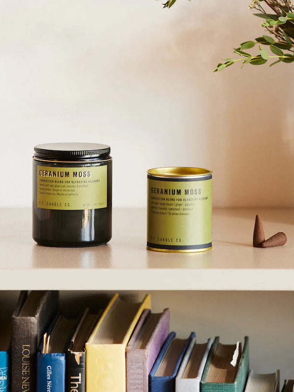 P.F. Candle Co Alchemy Incense Cones - Geranium Moss Scented Aromatherapy for Relaxation & Meditation | Home Spa, Yoga & Stress Relief