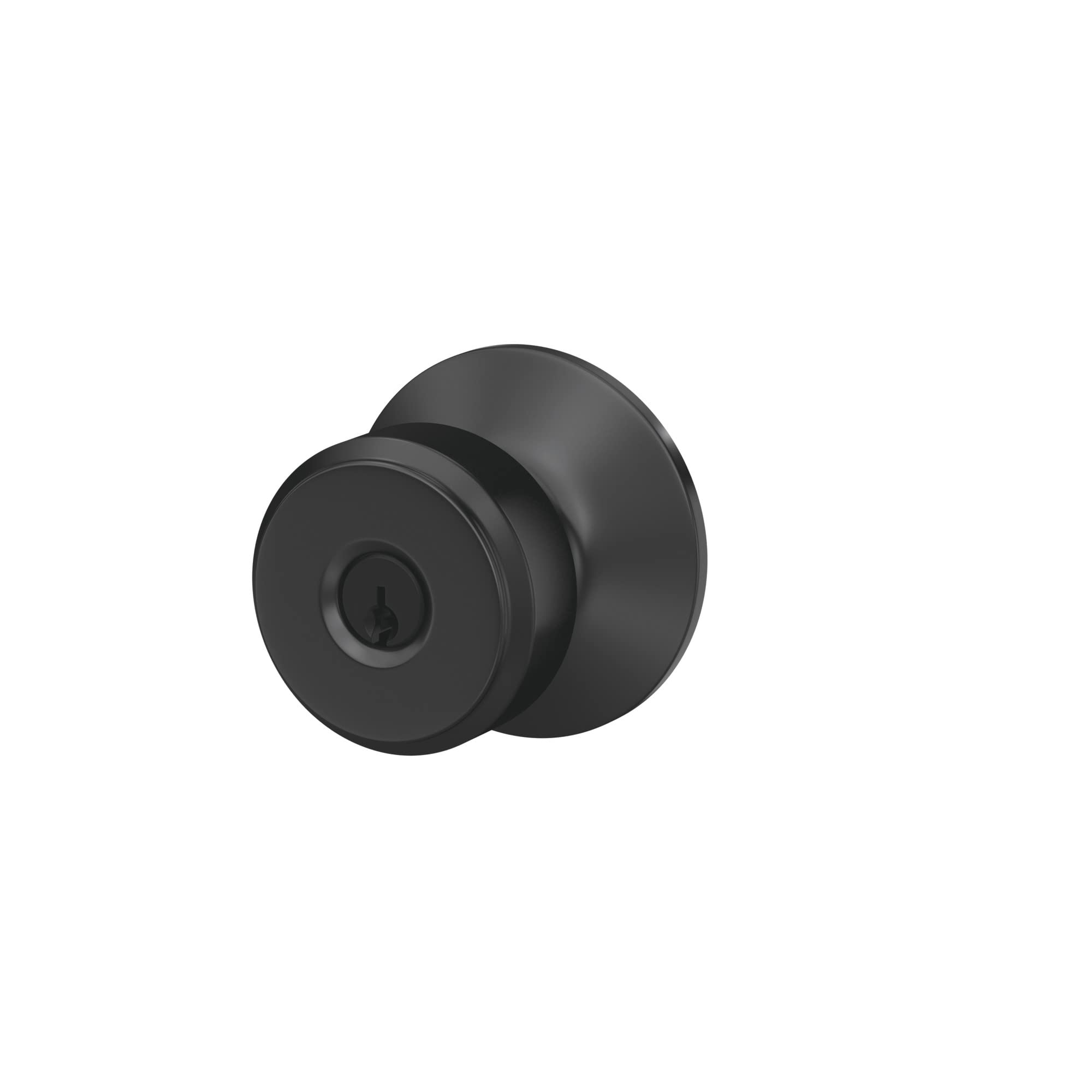 Schlage F51A BWE 622 Bowery Keyed Entry Door Knob - Matte Black Finish for Home Security & Interior/Exterior Doors