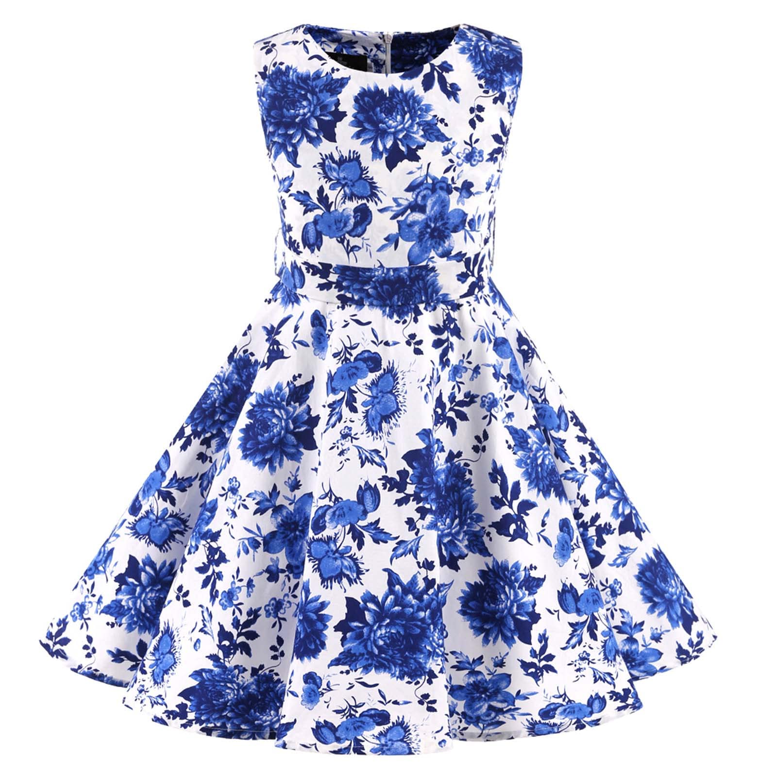Vintage Polka Dot Swing Dress for Girls - Casual A-Line Party Dress for Kids, Summer Floral Dress for Little Girls | Perfect for Birthday Parties, School Events & Family Gatherings