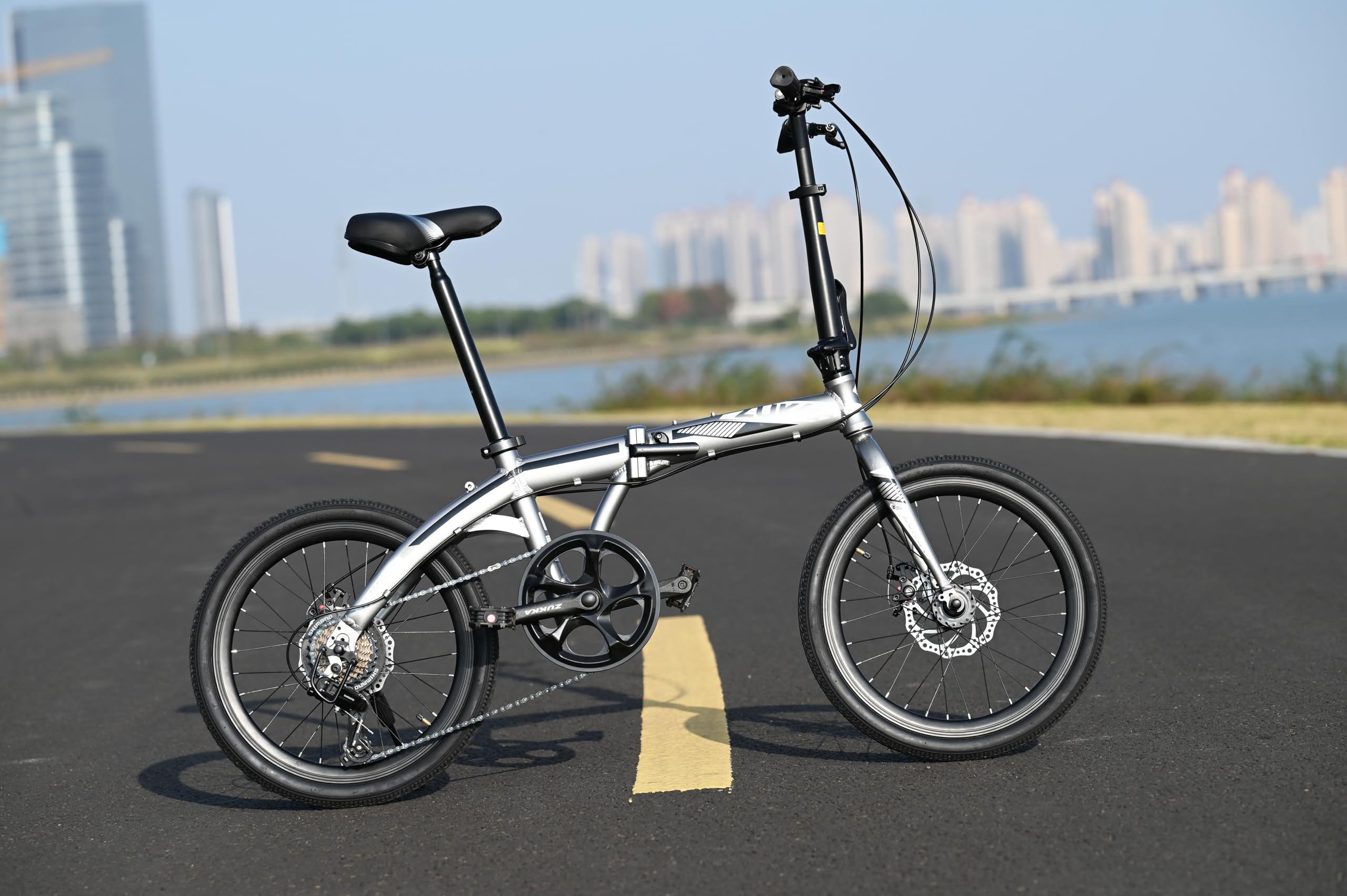 MEGHNA 20 Inch Folding Bike - 7 Speed Lightweight Aluminum Frame with Dual Disc Brakes - Compact Foldable City Commuter Bike for Adults & Teens - Perfect for Urban Commuting, Travel & Storage