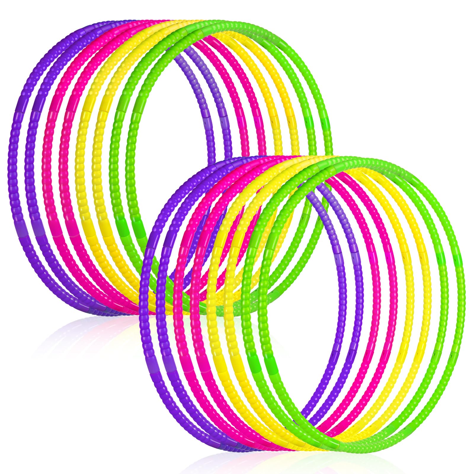 Hymaz Adjustable Kids & Adult Exercise Hoops - 4p/8p Detachable Plastic Rings with Weight for Gymnastics, School Sports & Outdoor Games - Perfect for Classroom Activities, Family Fitness & Playtime Fun