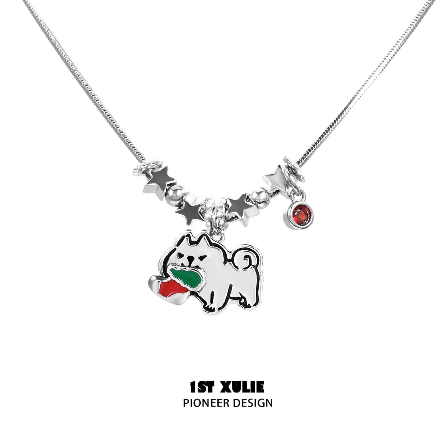 2024 Christmas Dog Pendant Necklace - 18K Gold Plated Graffiti Puppy Charm for Women & Men | Perfect Holiday Gift for Pet Lovers, Christmas Party & Casual Wear