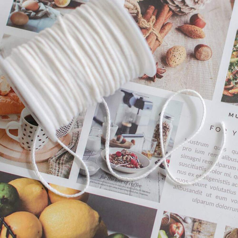 200FT 24-Ply Braided Cotton Candle Wicks - Natural Waxed Twine String for DIY Candle Making, Home Decor & Craft Projects (1 Roll)