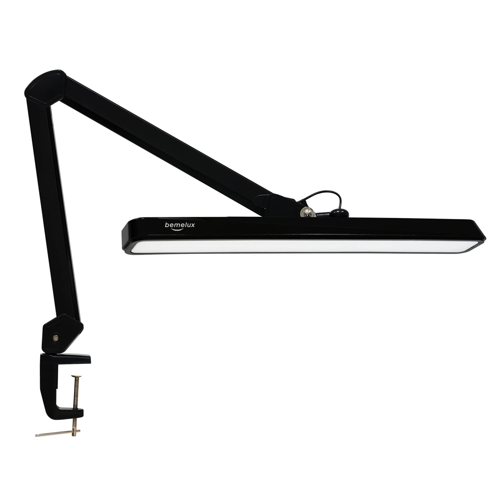 Bemelux LED Architect Desk Lamp with Clamp - 2000 Lumens Adjustable Swing Arm Task Light, 5 Color Temperatures & Dimming for Office, Drafting, Reading, Workbench (24W, 234 LEDs) - Perfect for Home Office, Study Room, Art Studio & Workshop Lighting