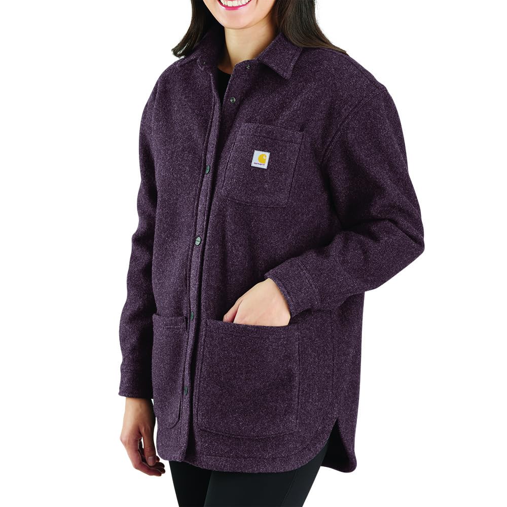 Carhartt Women's Loose Fit Fleece Shirt Jacket - Warm Winter Workwear for Outdoor Activities, Hiking & Casual Wear
