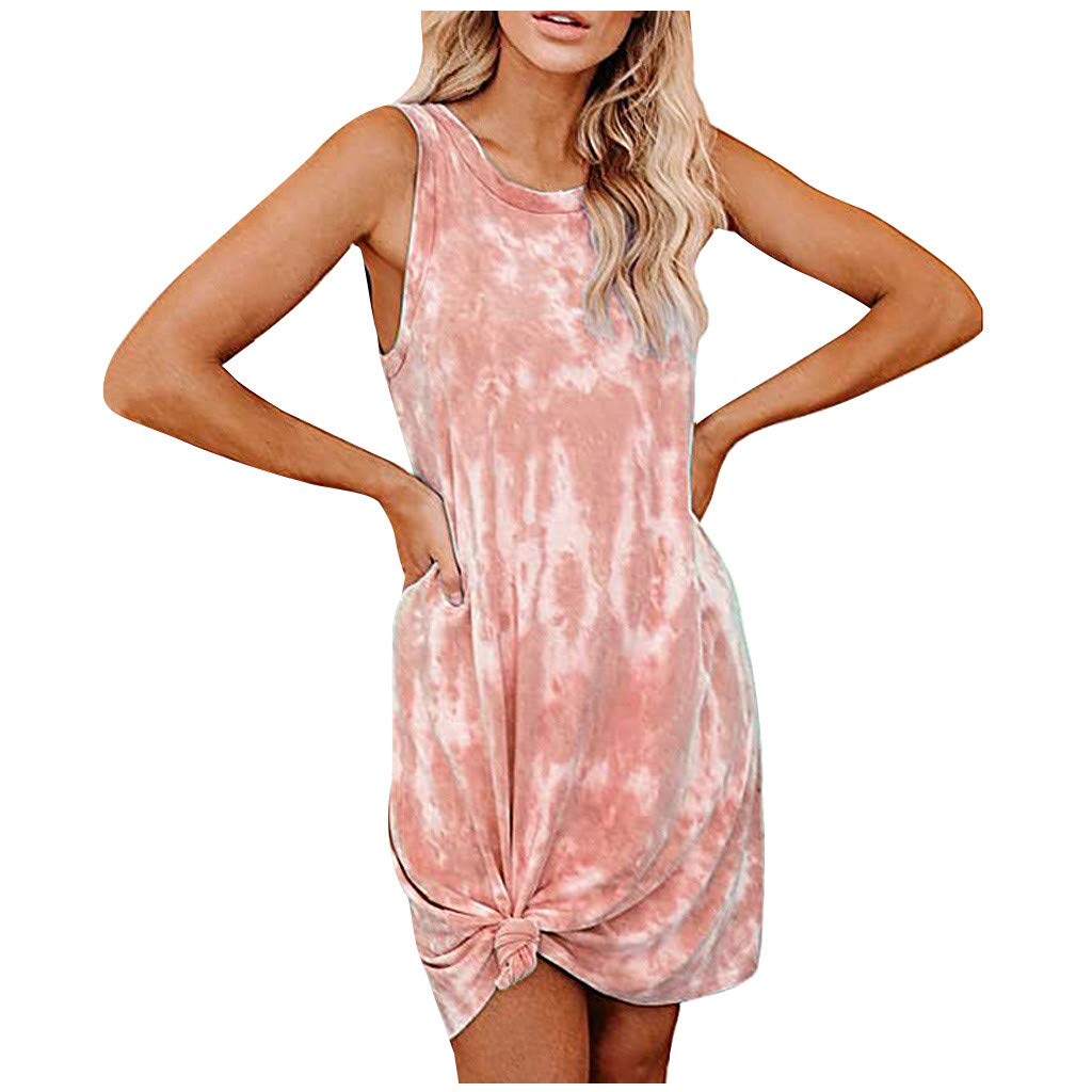 Black Spring Dress - Loose Swing Tank Loungewear for Women | Comfortable Sleeveless Tie-Dye Casual Dress | Perfect for Summer Outings, Beach Wear & Relaxing at Home