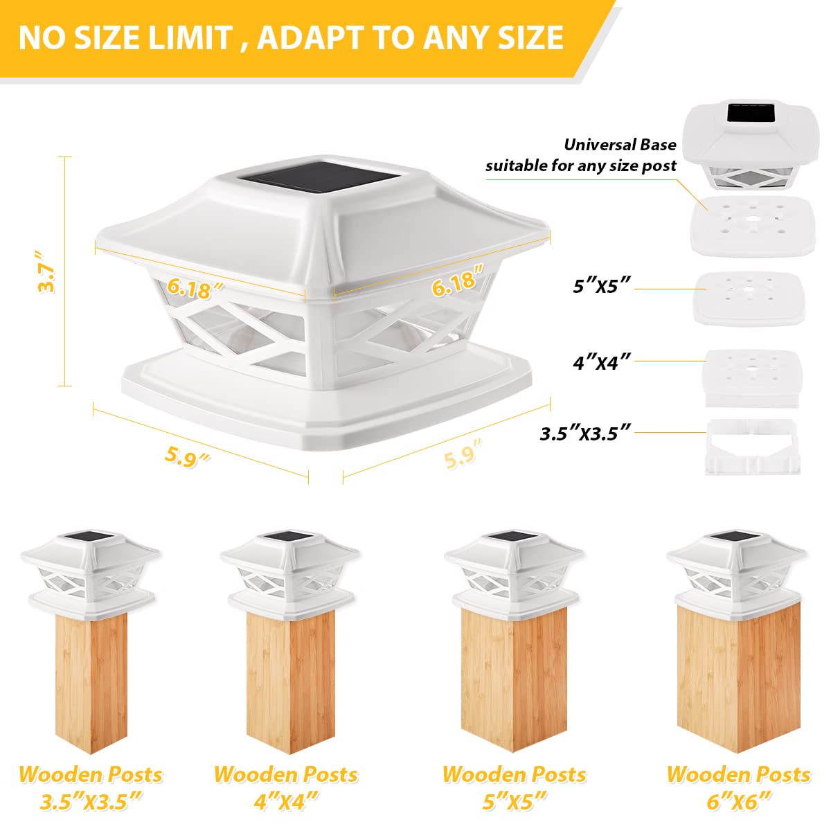 TWINSLUXES 12 Pack Solar Post Cap Lights Outdoor, Waterproof LED Solar Fence Lights for 3.5x3.5 4x4 5x5 6x6 Wooden & Vinyl Posts - 2 Brightness Modes, Solar Powered Garden Lights for Patio, Porch, Pathway, Driveway & Yard Decoration