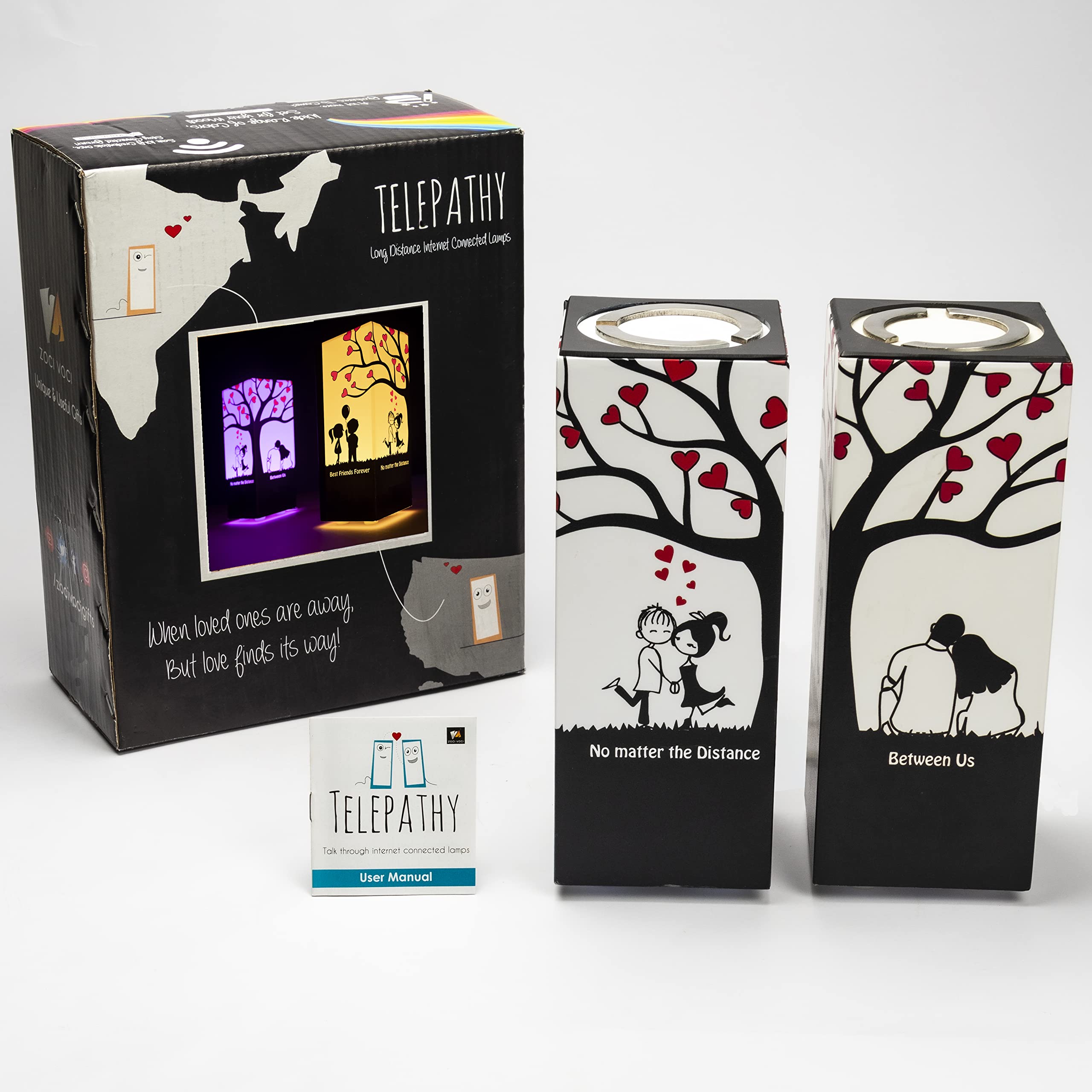 ZOCI VOCI Telepathy® Friendship Lamp® – Wi-Fi Connected Touch Lamp for Long Distance Relationships, Family & Friends - Customizable Message LED Night Light for Bedroom, Home Decor & Gifts