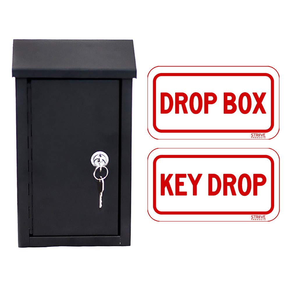 Secure Key Drop Box for Outside – Wall Mount Locking Mailbox with Safe Drop Slot | Tamper-Resistant Metal Storage for Keys, Cash & Documents | Weatherproof Outdoor Security Box with Reflective Sign – Perfect for Home, Office & Vacation Rental Key Exchange