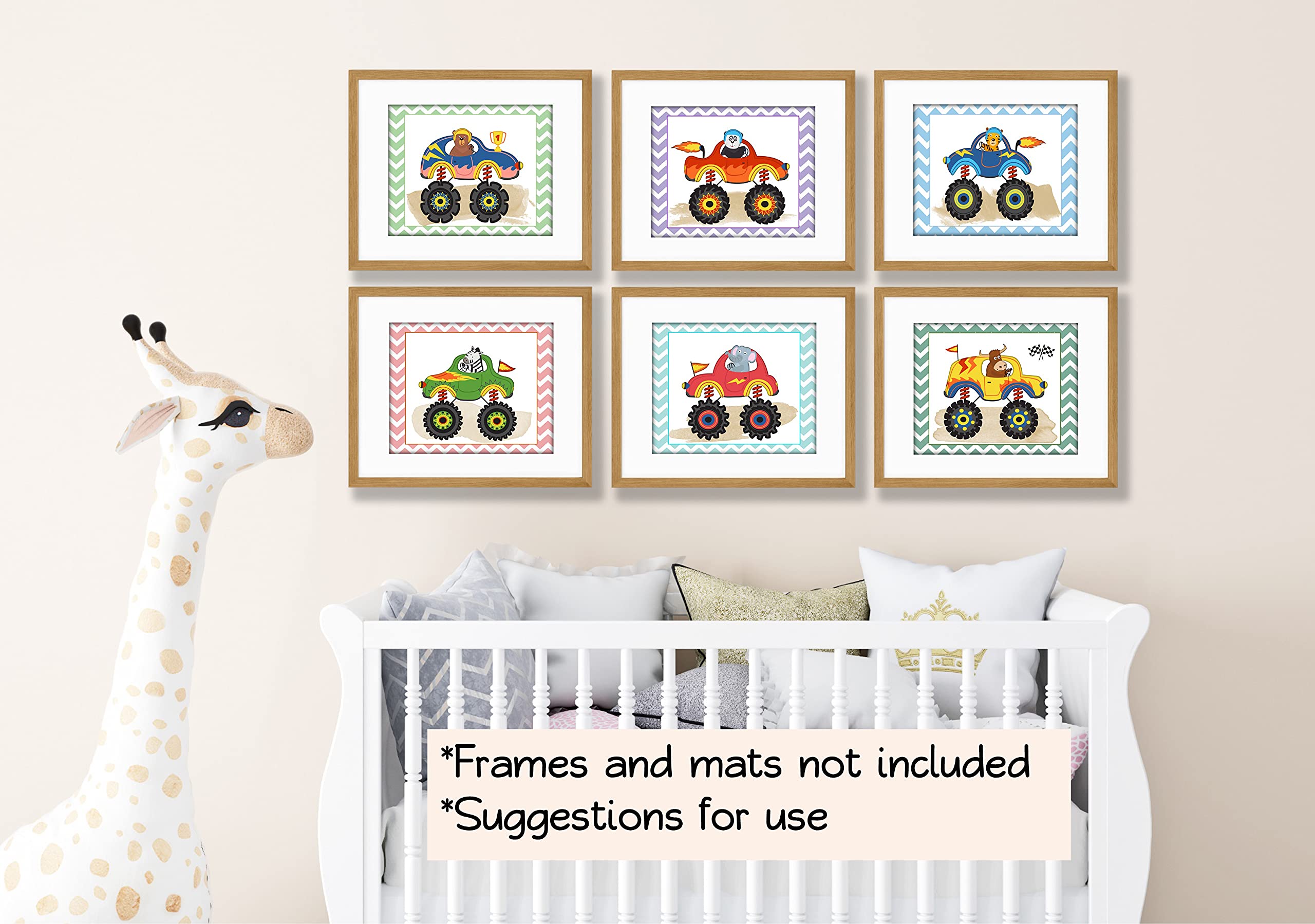 Monster Trucks Wall Art Prints for Boys Room Decor - Set of 6 Unframed 8x10 Posters - Perfect for Kids Bedroom, Playroom & Nursery Wall Decoration