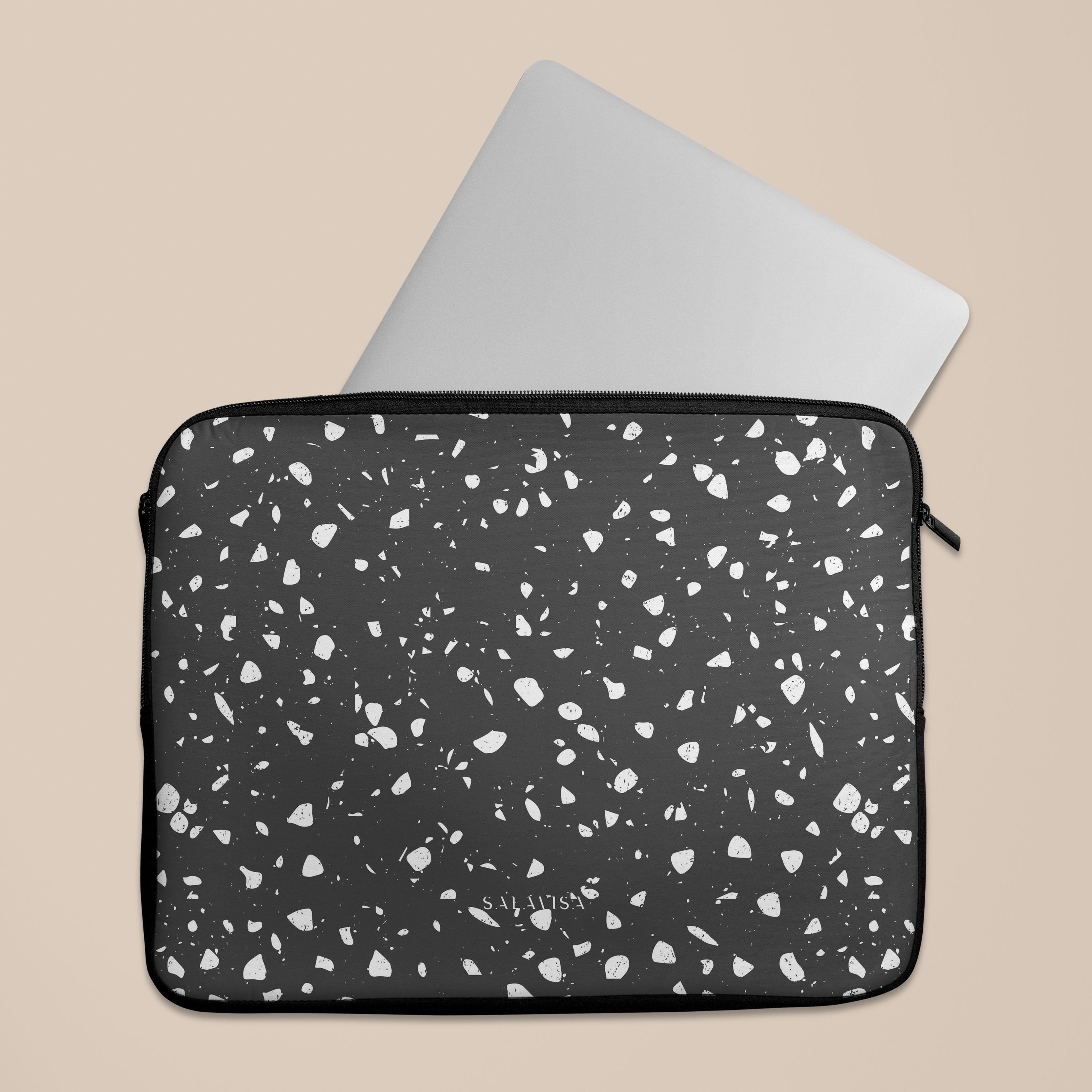 Black Coffee Terrazzo Laptop Sleeve - Stylish 13-15 Inch Laptop Case for MacBook Air/Pro | Water-Resistant Protective Cover for Work, Travel & School | Trendy Terrazzo Pattern Design