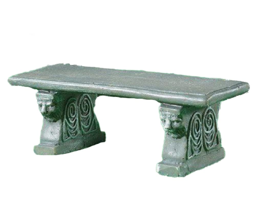 Melody Jane Dollhouse Grey Stone Aged Garden Bench Seat - Miniature Park Furniture for Dolls Houses, Perfect for Outdoor Garden & Indoor Decor Scenes