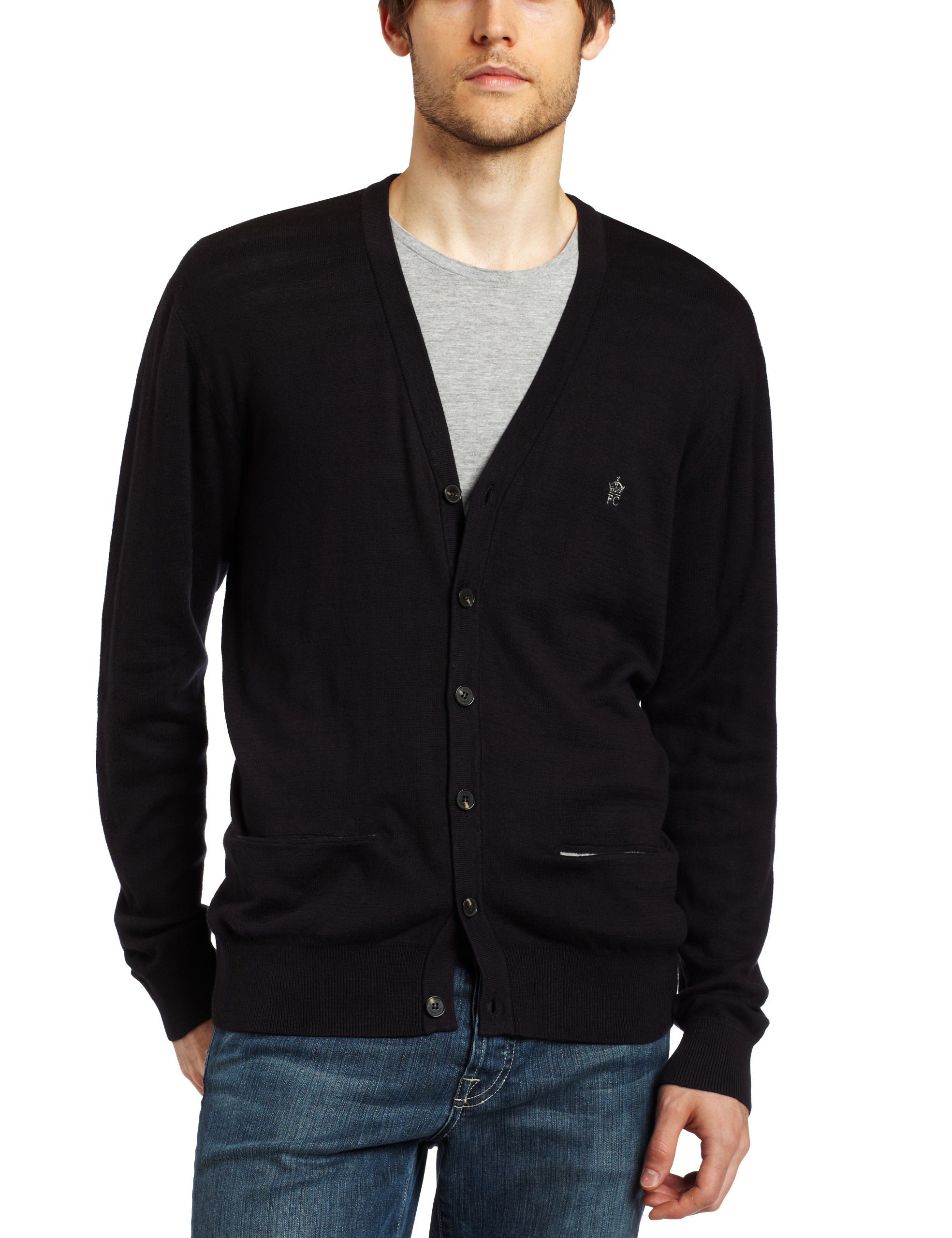 French Connection Men's Striped Cardigan Sweater - Casual Knitwear for Fall & Winter Layering, Office & Weekend Outfits