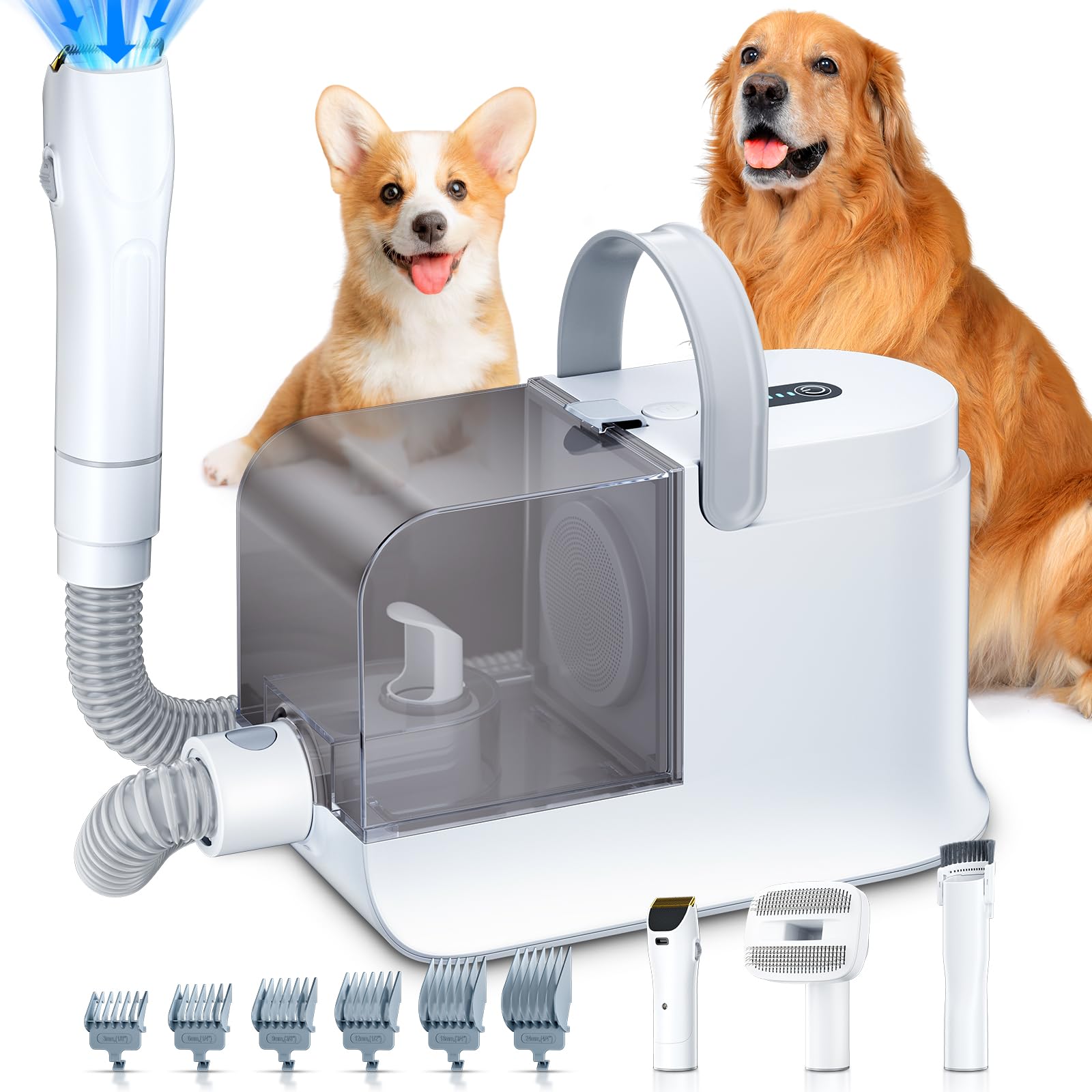 LABIGO Dog Grooming Vacuum - 12000Pa Pet Hair Vacuum with Clipper, 1.8L Capacity for Shedding & Trimming - 3 Suction Modes & 4 Grooming Tools - Perfect for Dogs & Cats Grooming at Home or Professional Pet Salons