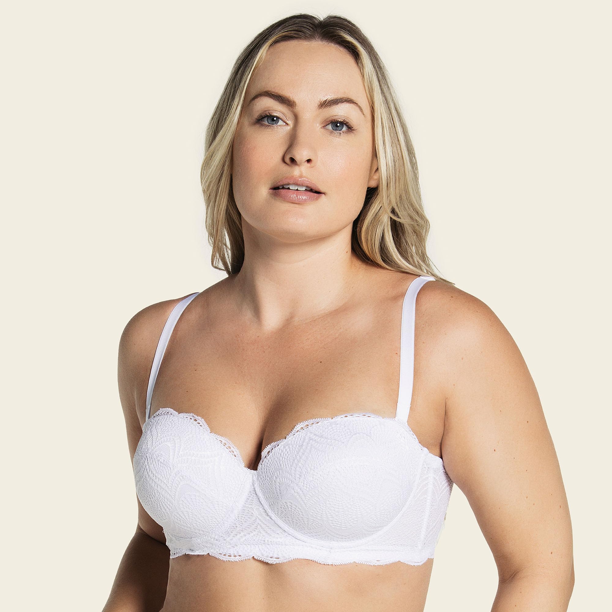 Leonisa Strapless Bras for Women - Full Coverage Push Up Bra with Lace and Pads | Comfortable & Supportive for Wedding, Prom, Evening Dresses