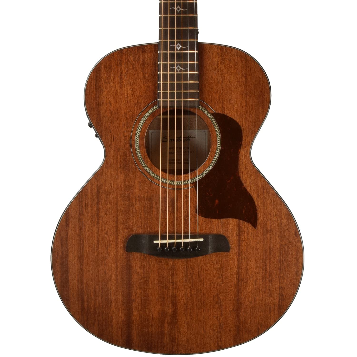 Premium Sawtooth Mahogany Series Acoustic-Electric Guitar with Solid Mahogany Top - Right-Handed Mini Jumbo Size for Stage Performances, Studio Recording & Traveling Musicians