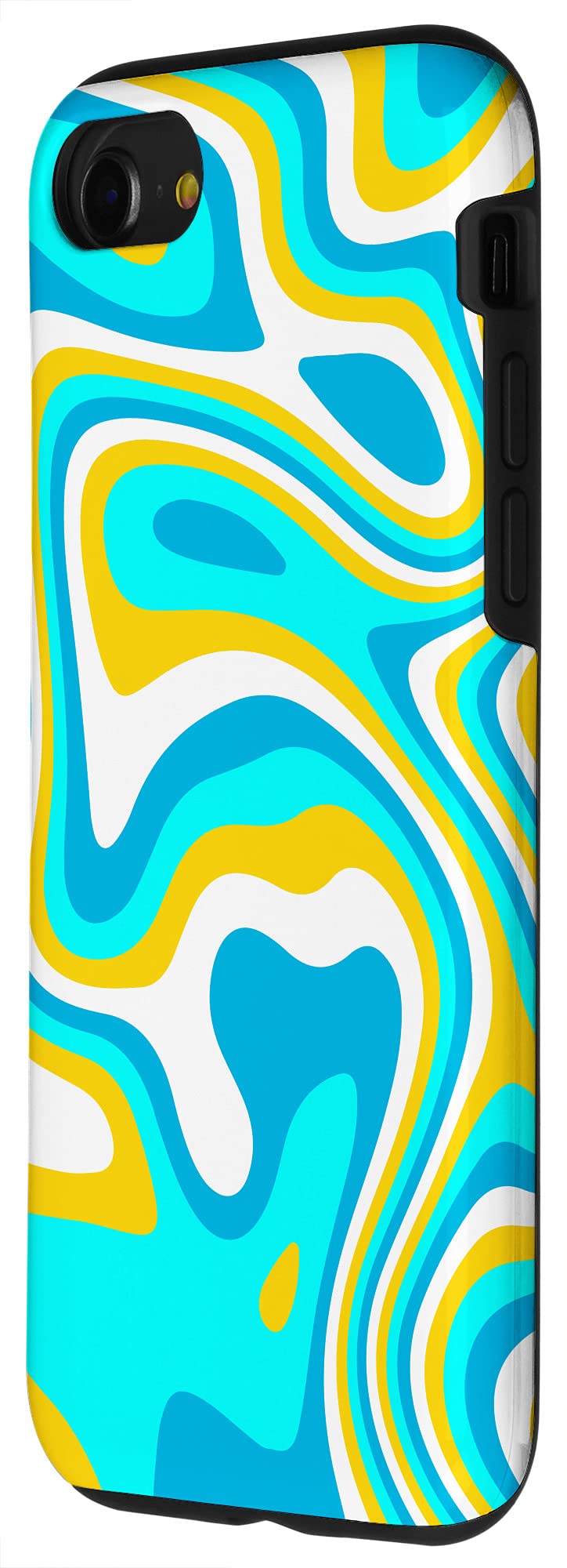 iPhone SE (2020) / 7 / 8 Retro Groovy Liquid Swirl Wave Stripe Psychedelic Blue Phone Case - Durable Protection for Everyday Use & Stylish Design for Social Outings