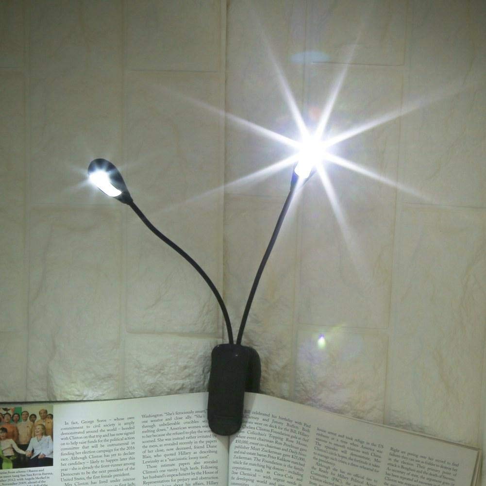 Dual Head LED USB Rechargeable Book Light - Clip On Reading Lamp for Music Stand & Bedtime Reading - Perfect for Musicians, Students & Night Readers
