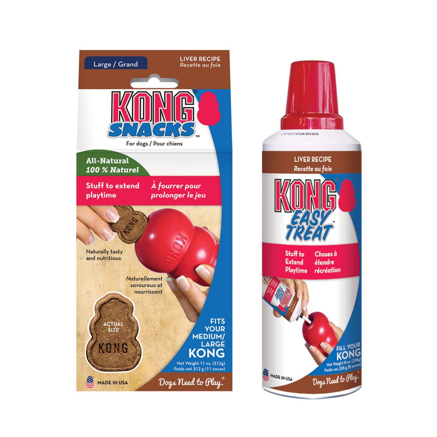 KONG Dog Treats Combo Pack - Easy Treat Paste & Liver Flavor Snacks for Large Dogs - Training Rewards & Dental Chews for Aggressive Chewers