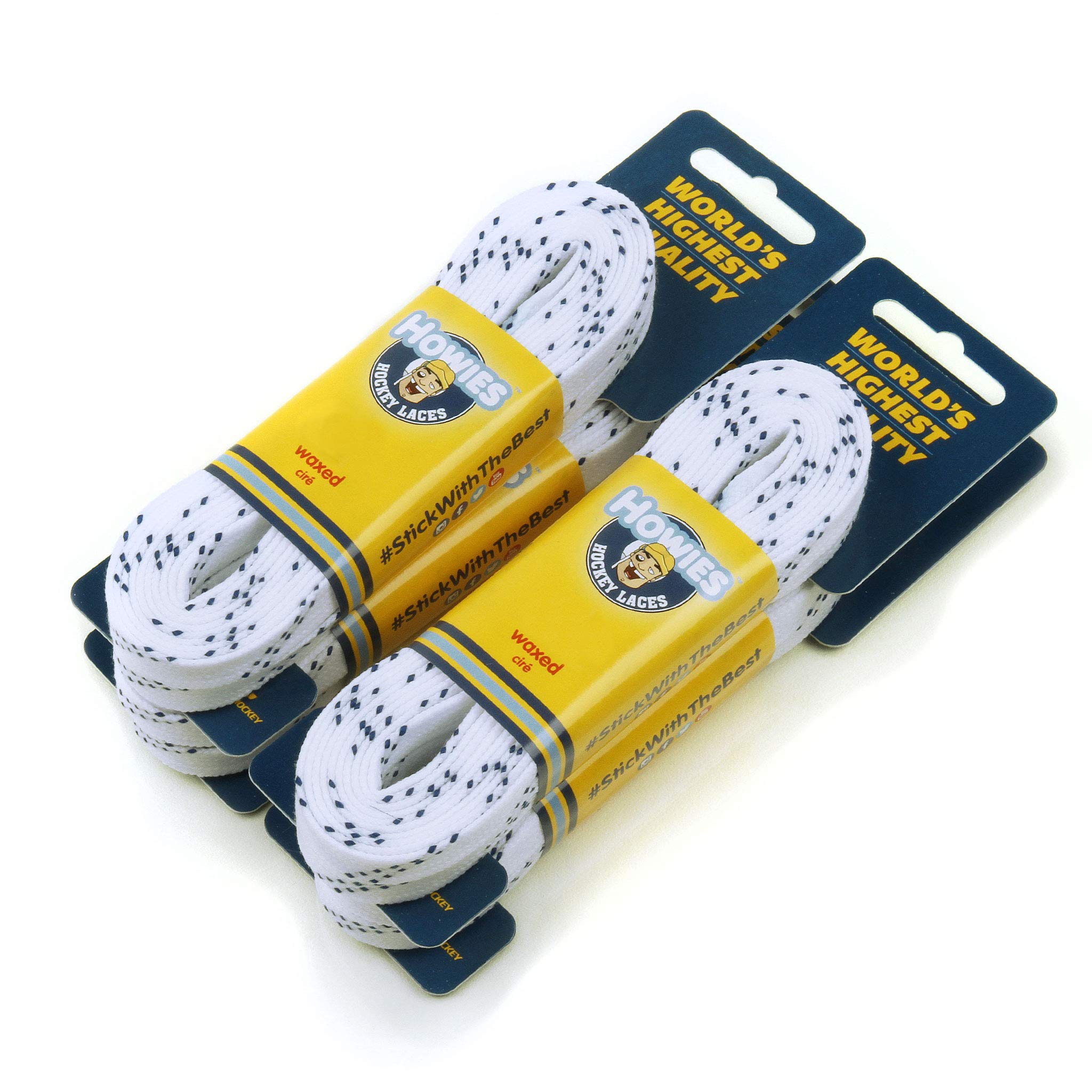 Howies Hockey Skate Laces - 4 Pack White Waxed Laces for Youth Junior Senior Skates - Premium Durable Hockey Laces for Ice Skating, Figure Skating & Hockey Practice - Perfect for Hockey Players & Skaters