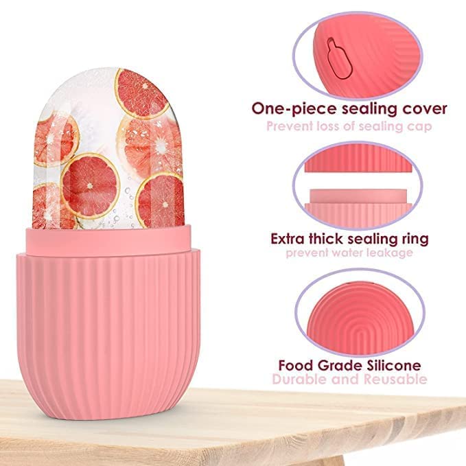 Urban SS Facial Ice Roller for Glowing & Tightened Skin - Reusable Silicone Ice Roller Massager (Pink) | Reduce Puffiness & Dark Circles | Perfect for Morning Routine & Post-Workout Skin Care