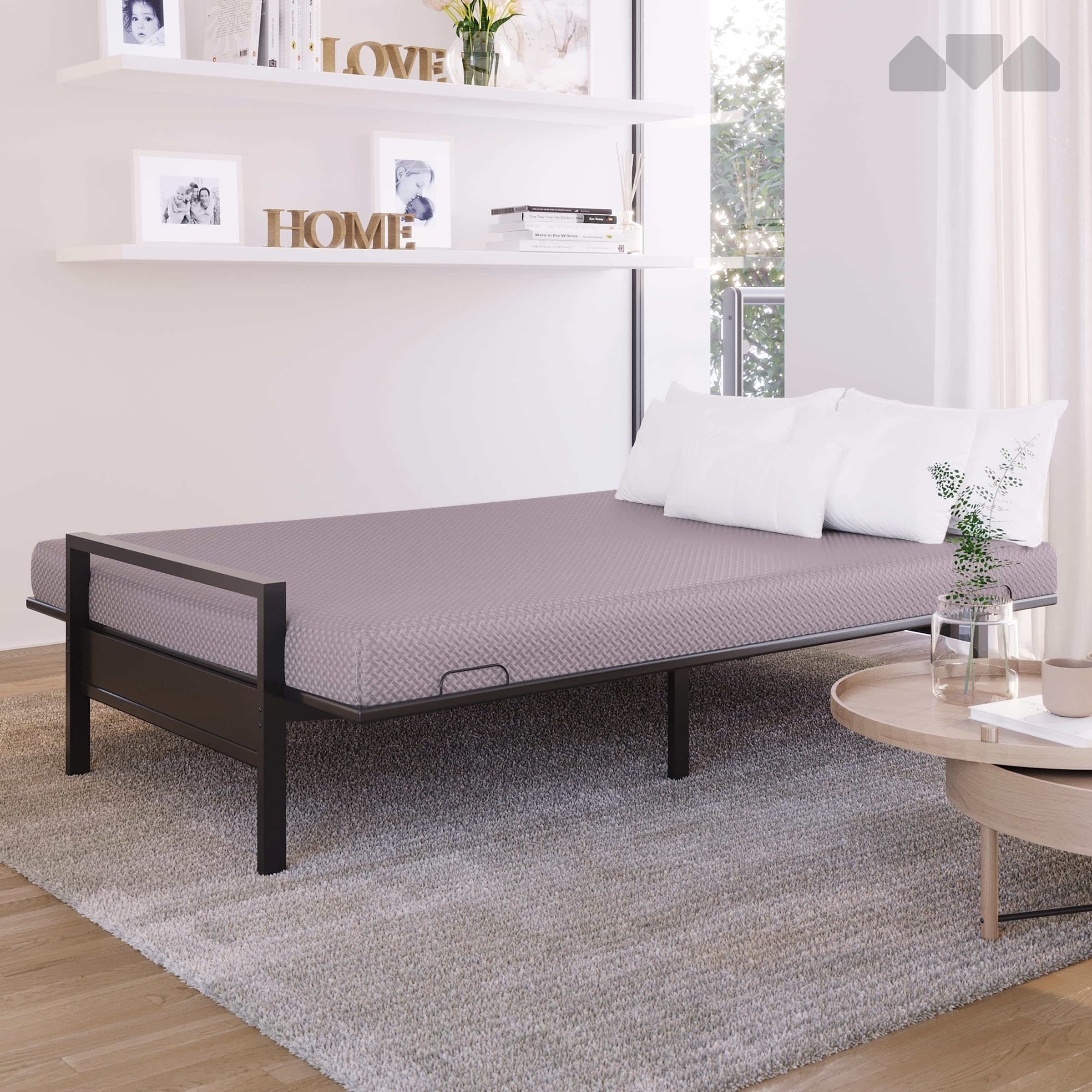 Milliard Full Size Memory Foam Futon Mattress - 8 Inch Thick, CertiPUR-US Certified, Grey - Perfect for Guest Rooms, Dorm Rooms & Small Spaces (Frame Not Included)