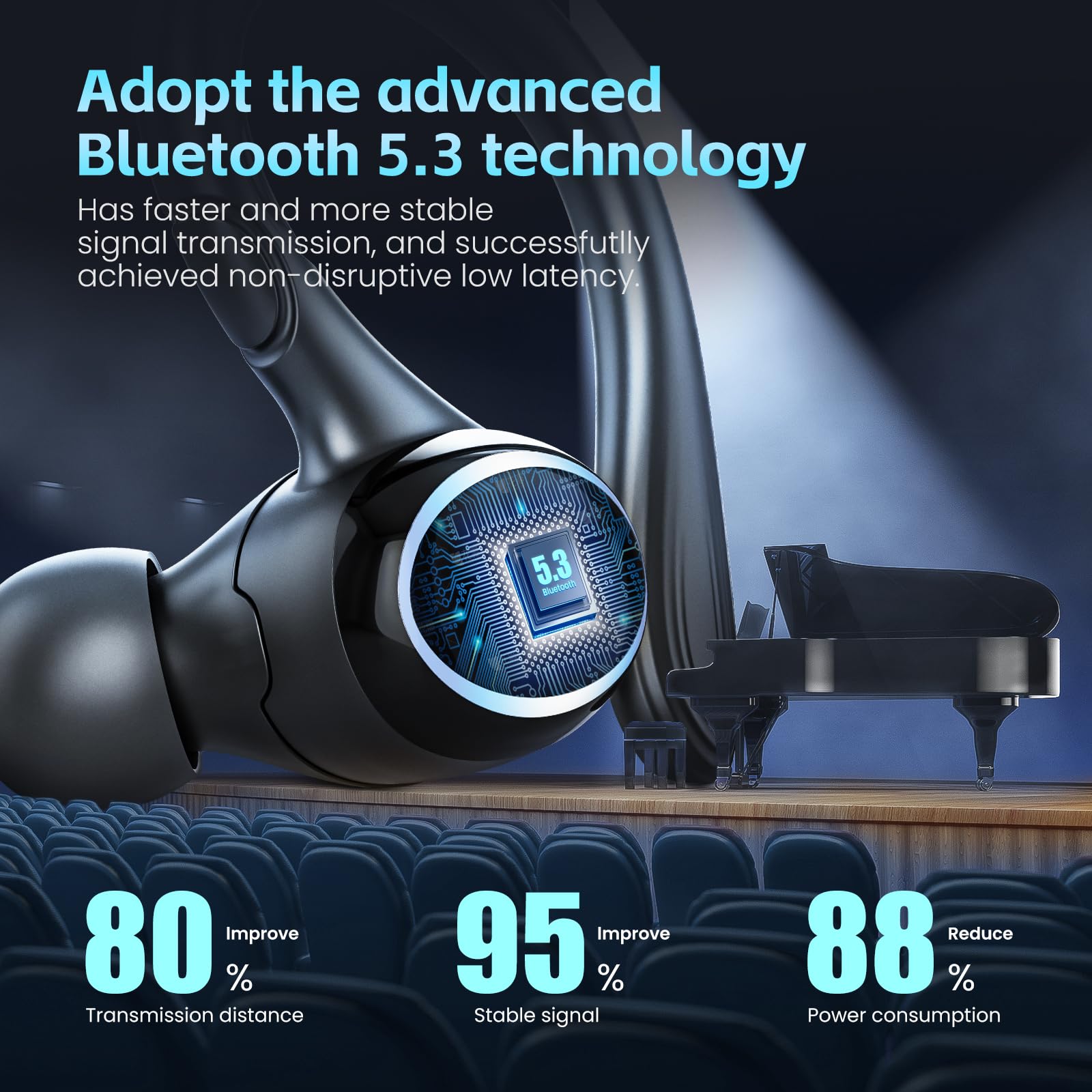 Wireless Bluetooth Earbuds with 56Hrs Playtime, IPX7 Waterproof, Wireless Charging Case & Earhooks - Perfect for Sports, Running, Gym & Outdoor Activities (Black)
