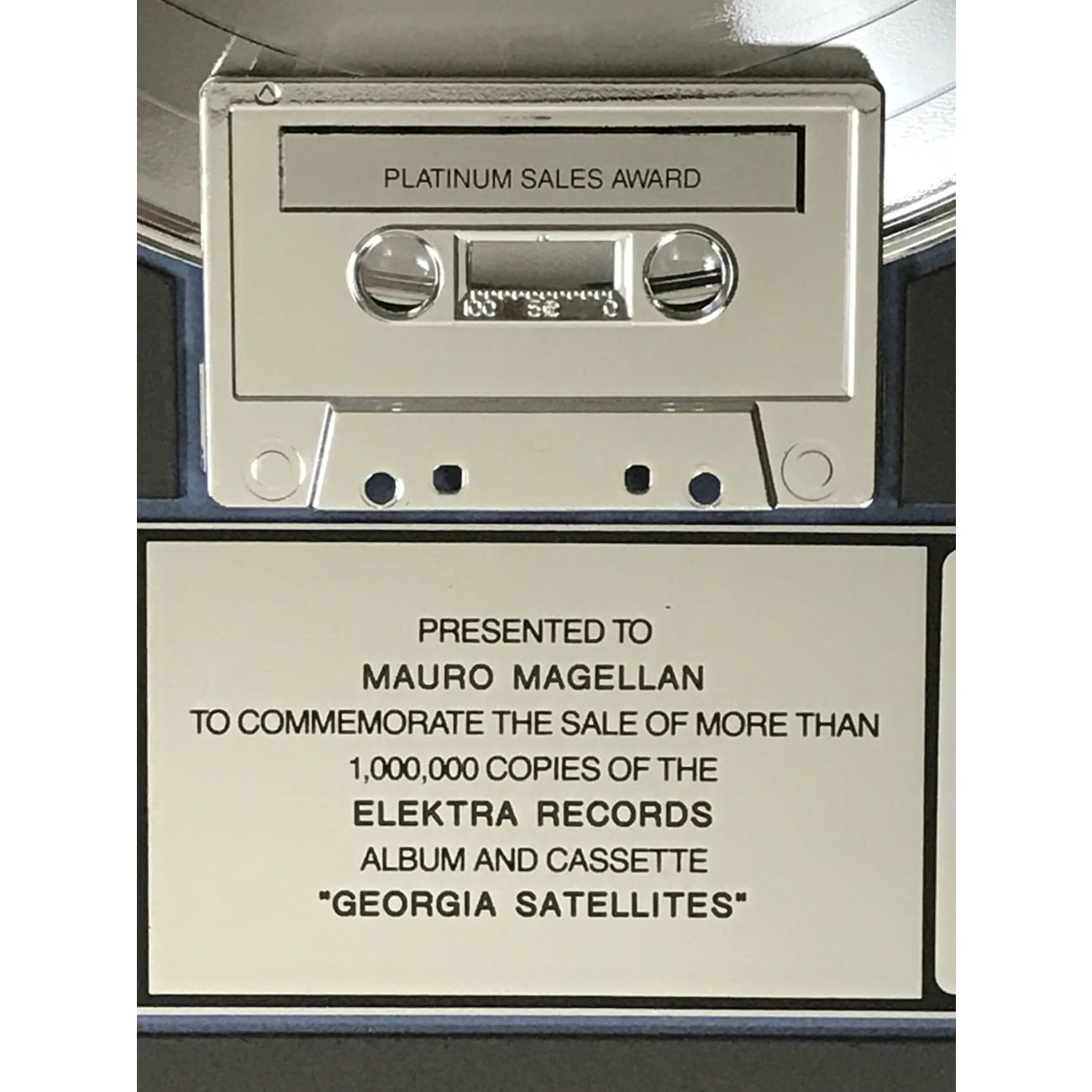 Georgia Satellites Debut RIAA Platinum LP Award for Drummers - Perfect for Music Collectors & Band Memorabilia Displays